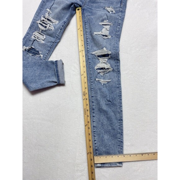 American Eagle Jegging Size 6 Women's Patched Distressed High-Rise Stretch Jeans - Picture 4 of 10